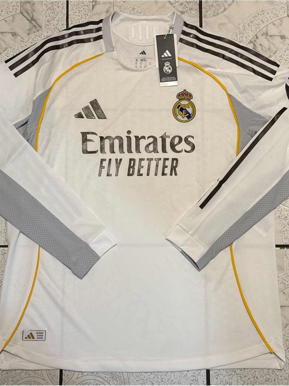 New Adidas Real Madrid 25/26 LS Home Authentic Soccer Jersey Mens Size XL JN8866